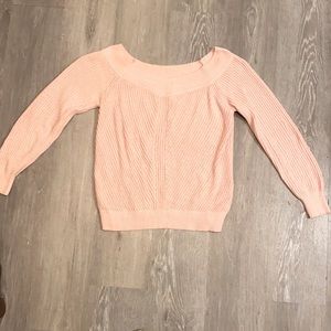 A & F light pink knitted off the shoulder sweater